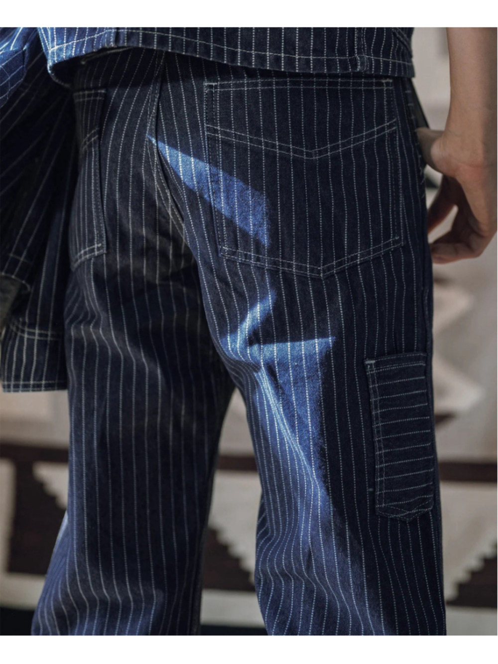 Non Stock W30 1920s Overall Wabash Railway Indigo Denim Work Pants 100%Cotton M - Picture 7 of 9